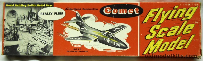 Comet Grumman F9F-5 Panther Jet JETEX Flying Model - 14 Inch Wingspan Coke Bottle Issue, R11-59 plastic model kit